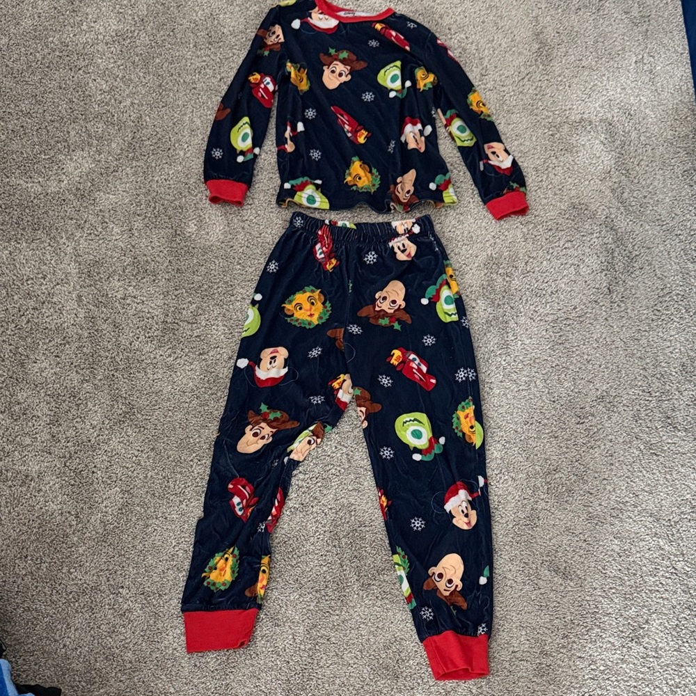 Disney 100 Navy and Red fleece Kids Pajama set